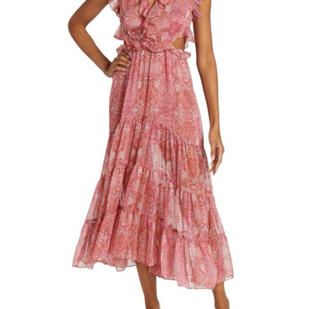 Natasha Ruffled Floral Midi/Maxi Pink Ruffle Dress